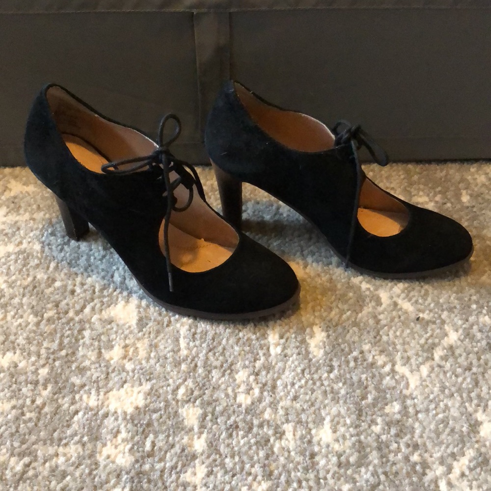 Lands’End suede lace-up heels